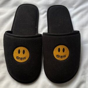 DREW Black Slippers with Gold Smiley